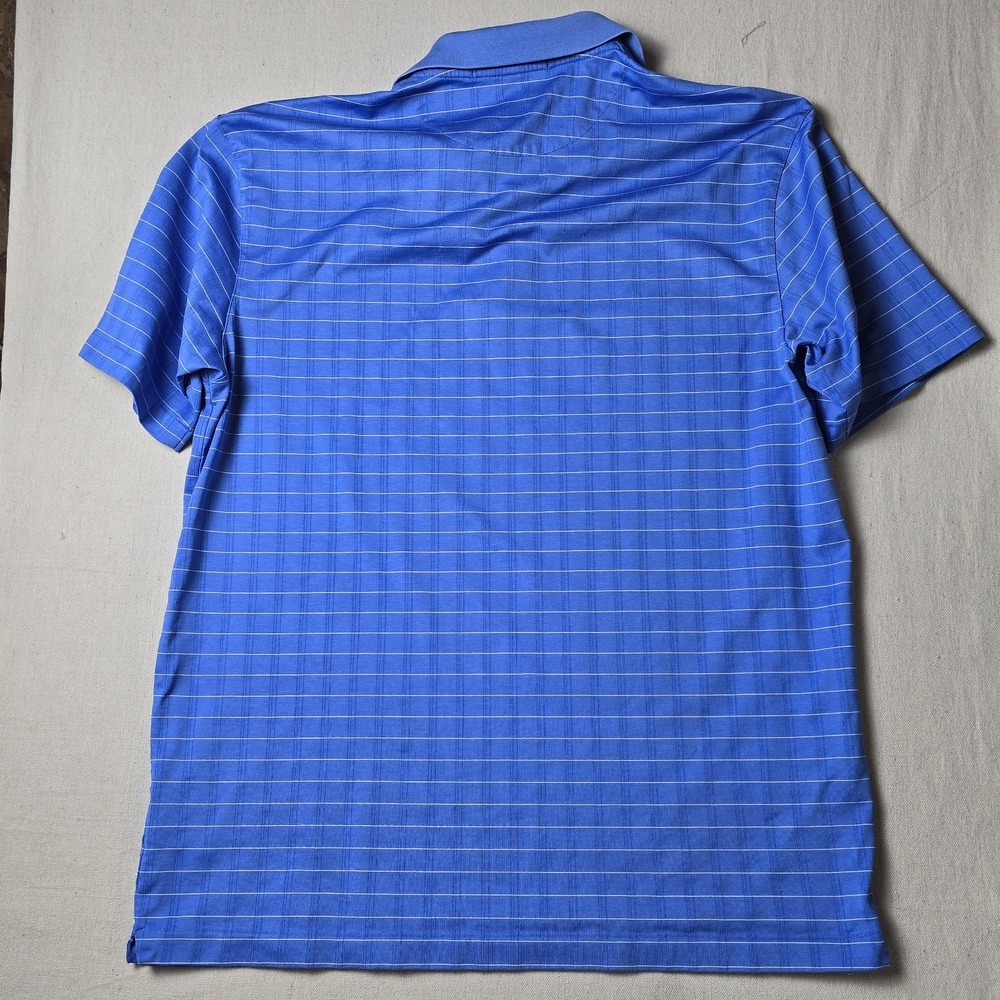 Nike Dri-FIT‎ Tiger Woods Polo Men's XL Blue Stripe Golf Shirt Snap Collar TW - Picture 7 of 12